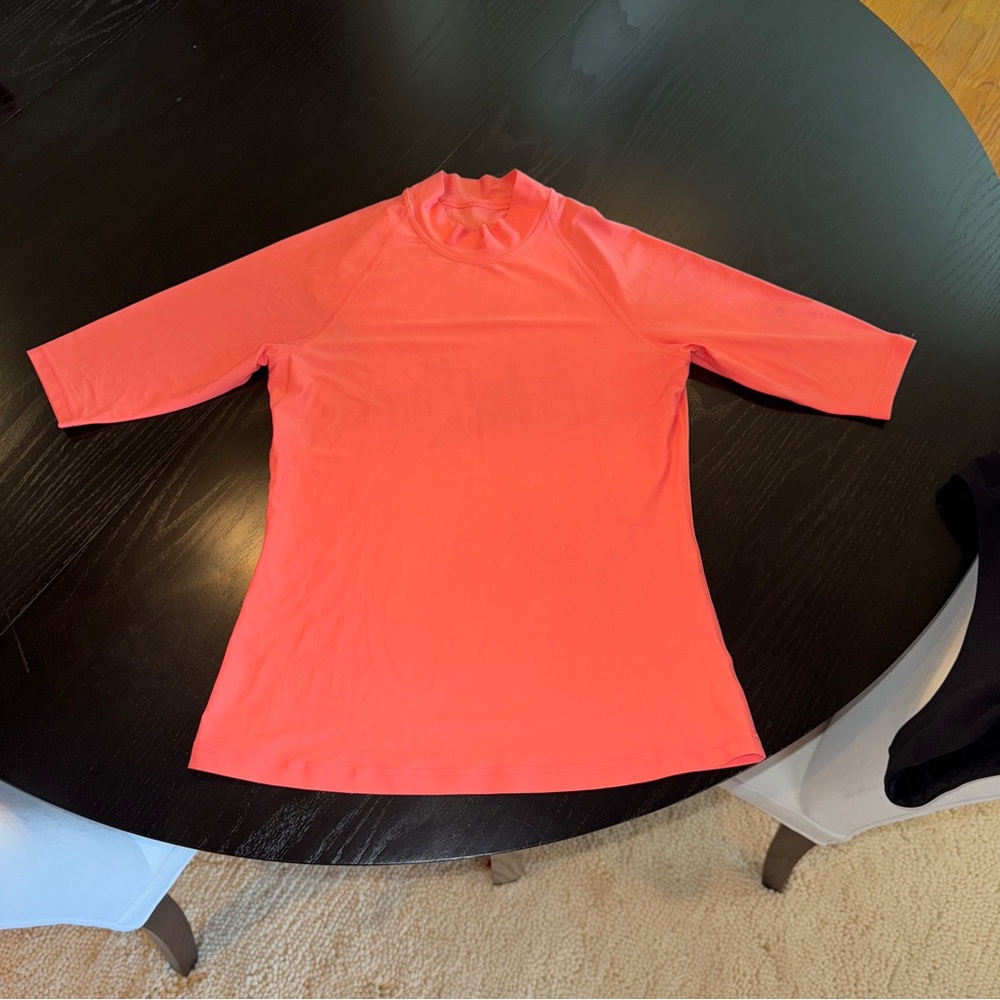Lululemon Waterside UV Protection Short-Sleeve Rash Guard Raspberry Cream sz L - Picture 3 of 6